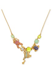 "kate spade new york Gold-Tone Take The Leap Frontal Necklace, 16"" + 3"" extender - Blue/multi"