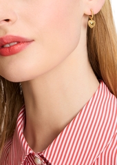 Kate Spade New York Gold-Tone Twisted Frame Heart Charm Hoop Earrings - Gold.