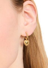 Kate Spade New York Gold-Tone Twisted Frame Heart Charm Hoop Earrings - Gold.