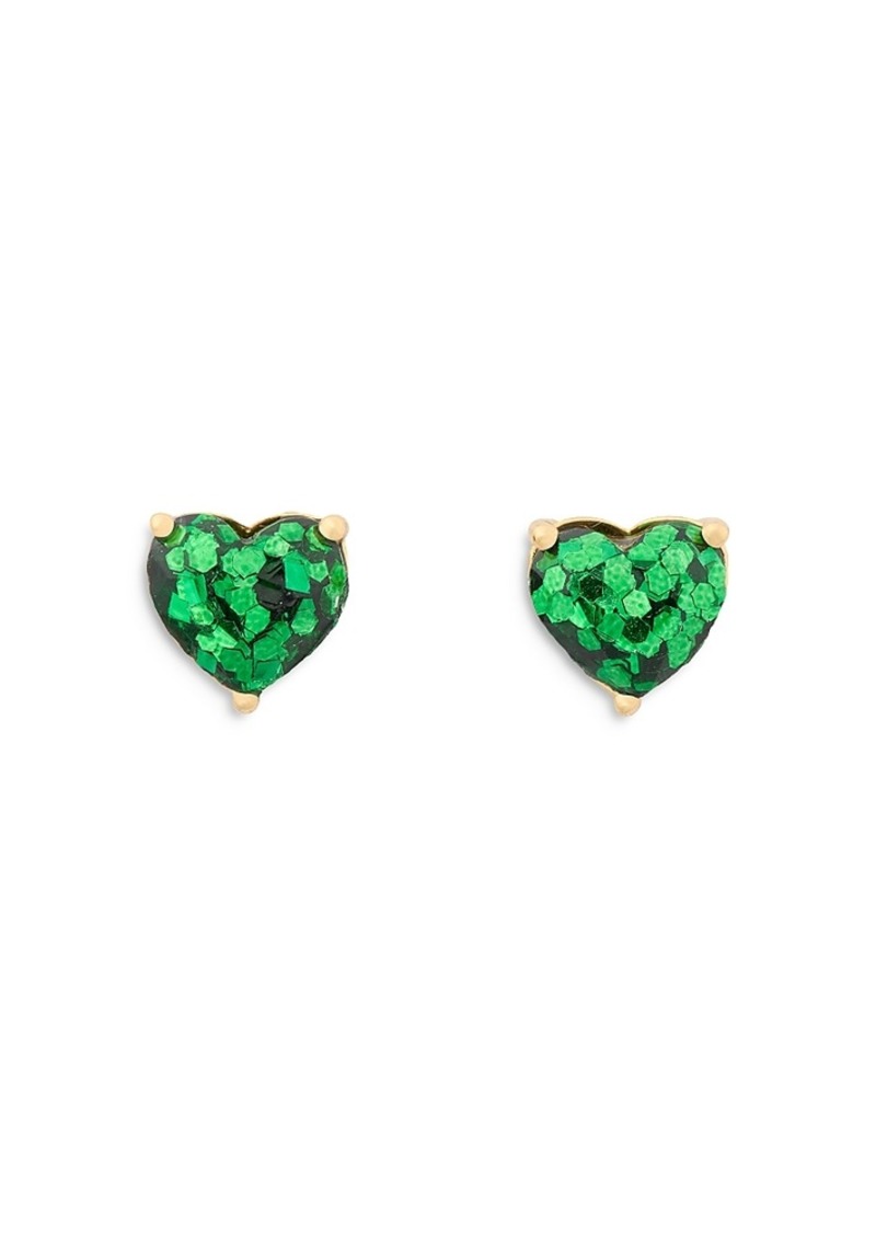 kate spade new york Green Cubic Zirconia Heart Stud Earrings, 0.4 diameter