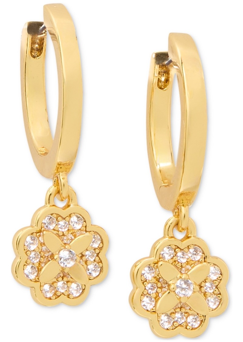 kate spade new york Heritage Bloom Huggie Drop Earrings - Clear/gold