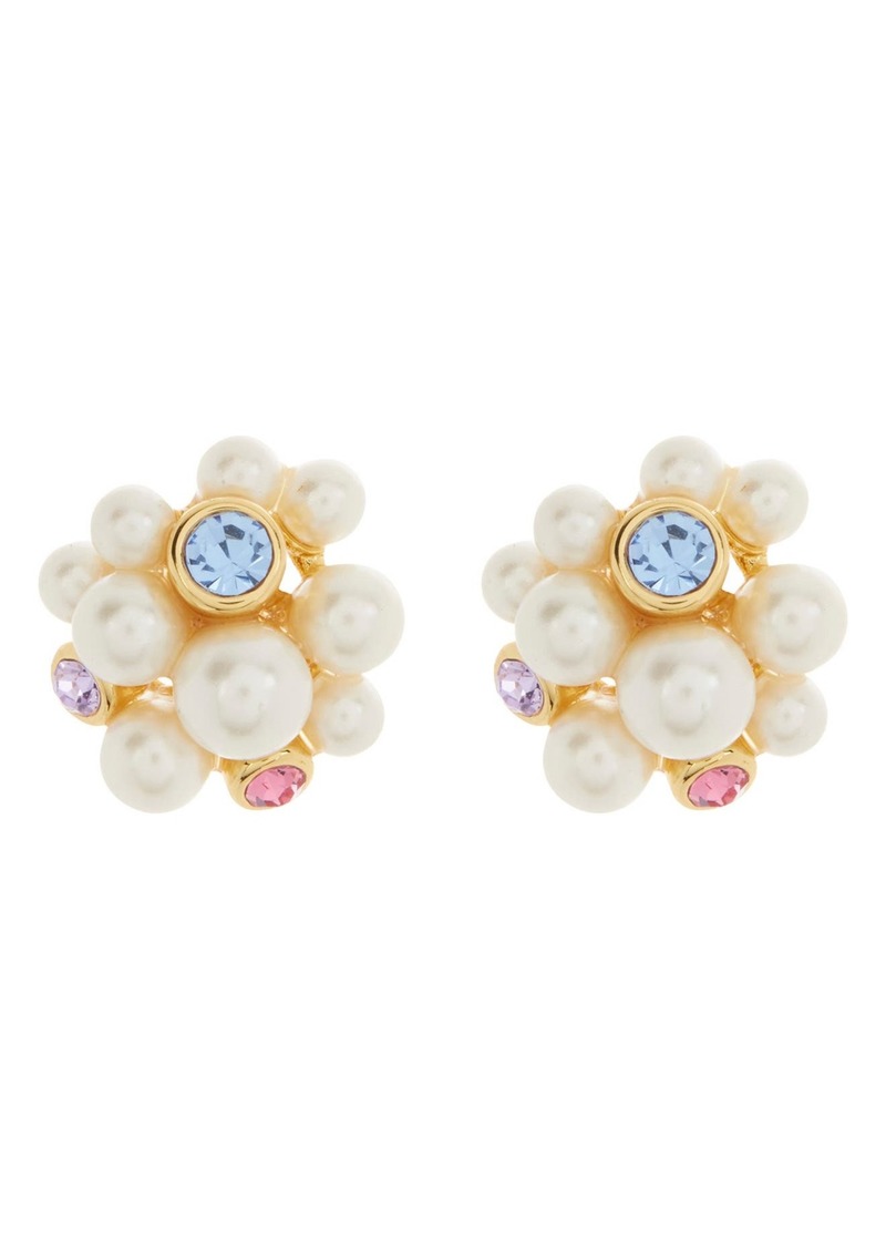 Kate Spade New York imitation pearl & crystal cluster stud earrings in Goldtone/Imitation Pearl at Nordstrom Rack