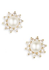Kate Spade New York imitation pearl & crystal halo stud earrings