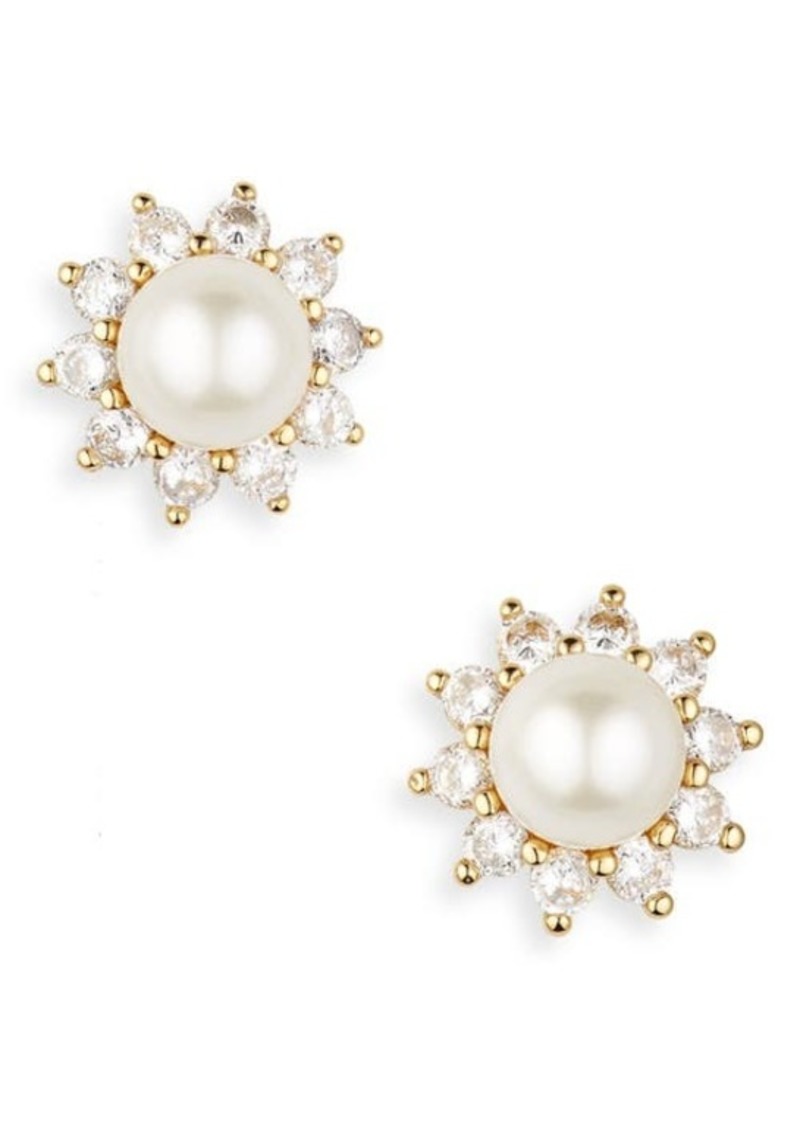 Kate Spade New York imitation pearl & crystal halo stud earrings