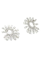 Kate Spade New York imitation pearl & crystal statement hoop earrings