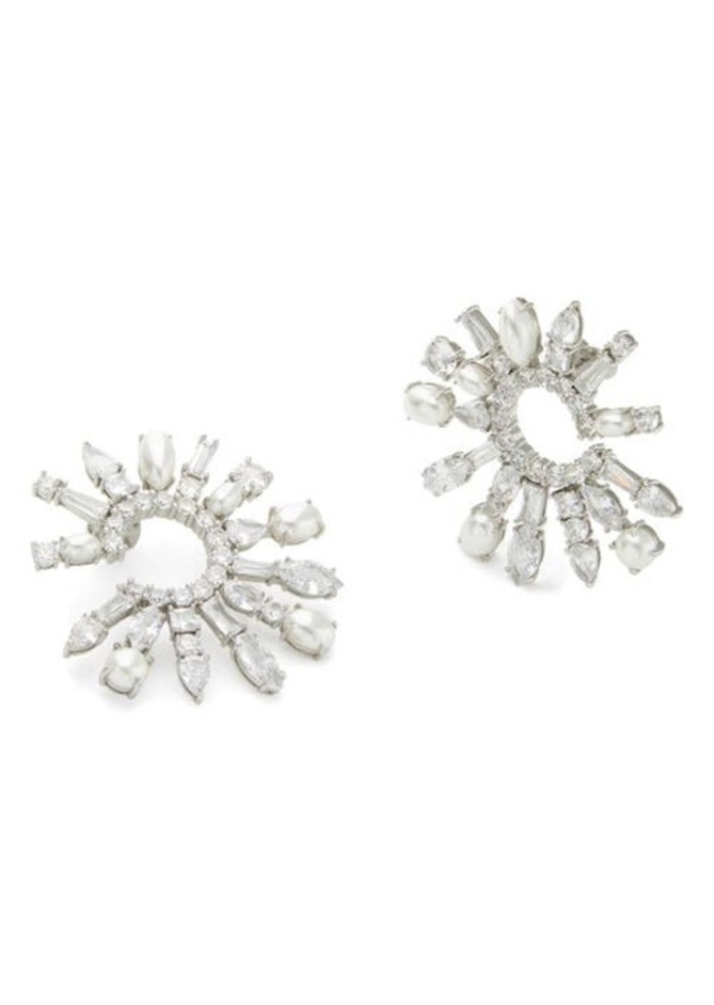Kate Spade New York imitation pearl & crystal statement hoop earrings