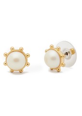Kate Spade New York imitation pearl bezel stud earrings in Cream at Nordstrom Rack