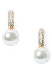 kate spade new york imitation pearl pavé huggie hoop earrings