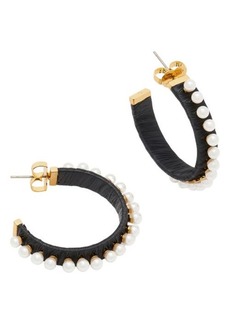 Kate Spade New York imitation pearl raffia hoop earrings
