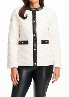 kate spade new york imitation pearl snap quilted jacket in Cream at Nordstrom