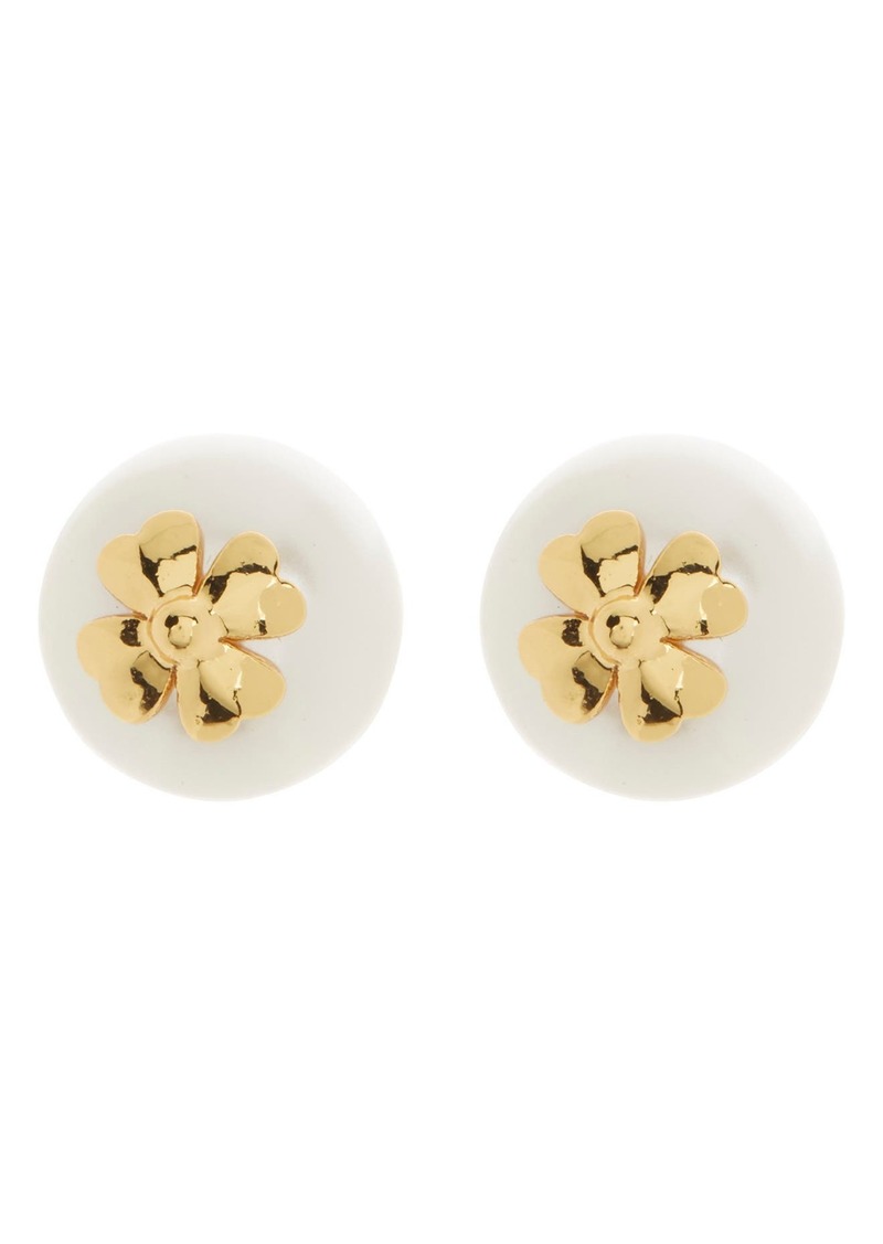 Kate Spade New York imitation pearl stud earrings in Cream Gold at Nordstrom Rack