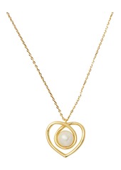 kate spade new york Infinite Hearts Gold-Tone Imitation Pearl Heart Pendant Necklace, 17"-20"