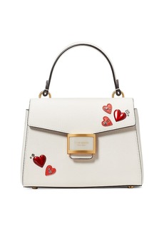 kate spade new york Katy Heart Embellished Texture Leather Small Top Handle Bag