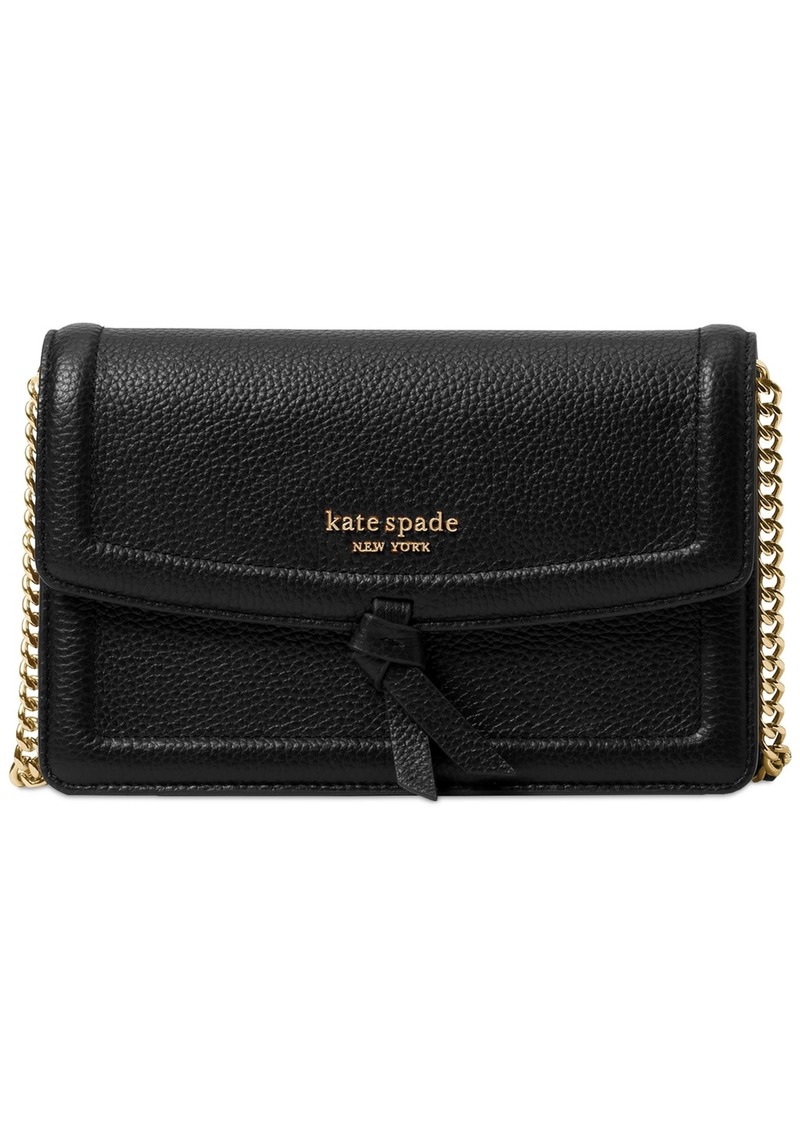 Kate Spade New York Knott Pebbled Leather Flap Crossbody - Black