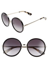 kate spade new york lamonica 54mm gradient lens round sunglasses in Black/Gold at Nordstrom