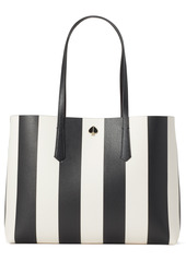 kate spade new york large molly stripe faux leather tote in Black Multi at Nordstrom