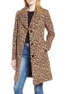 kate spade new york leopard print wool blend coat