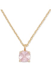 "Kate Spade New York Little Luxuries Gold-Tone Pave & Crystal Square Pendant Necklace, 16"" + 3"" extender - Pink."