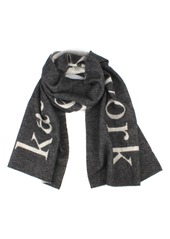 kate spade new york logo wool & cashmere scarf in Black at Nordstrom