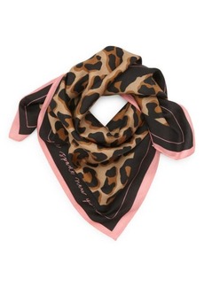 kate spade new york lovely leopard cotton & silk bandana scarf in Roasted Cashew at Nordstrom
