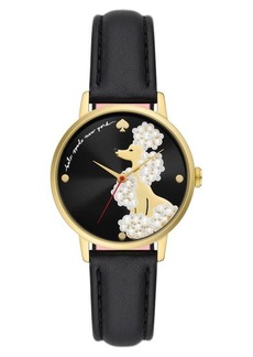 kate spade new york metro poodle leather strap watch