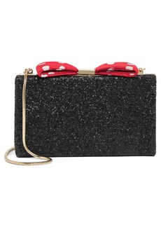 Kate Spade New York minnie mouse bow clasp glitter clutch in Black at Nordstrom Rack