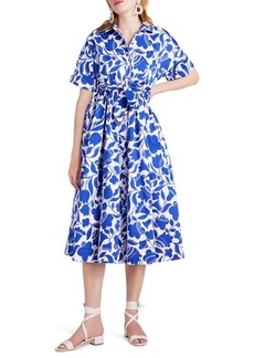 kate spade new york montauk zigzag floral stretch cotton shirdress in Blueberry at Nordstrom