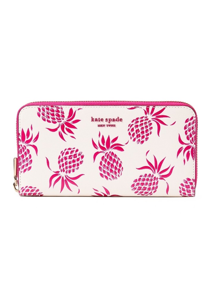 kate spade new york Morgan Pineapple Embossed Saffiano Leather Zip Around Continental Wallet