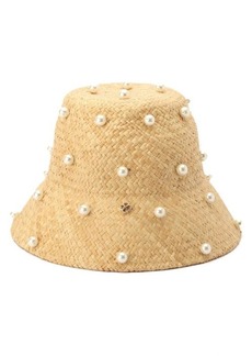 kate spade new york pearl embellished straw cloche