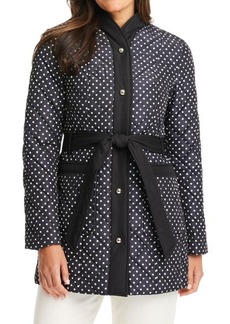 kate spade new york polka dot belted quilted jacket in Printed Dot at Nordstrom