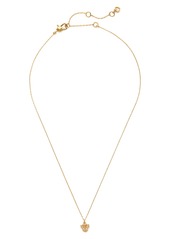 kate spade new york precious pansy pave mini pendant necklace in Clear/Gold at Nordstrom
