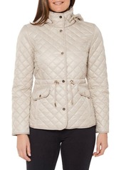 kate spade new york quilted hooded jacket in Beige at Nordstrom