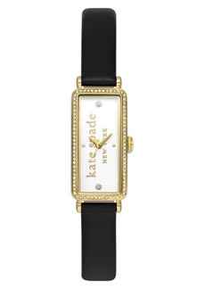 kate spade new york rosedale pavé leather strap watch