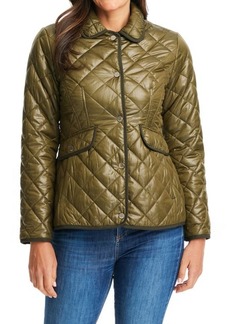 kate spade new york short quilted jacket in Olive at Nordstrom