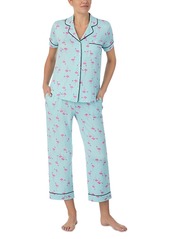 kate spade new york Short Sleeve Knit Cropped Pajama Set