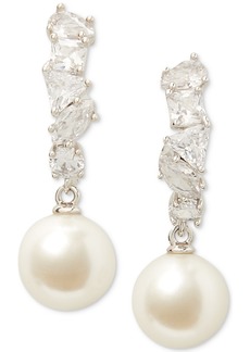 Kate Spade New York Silver-Tone Cubic Zirconia & Imitation Pearl Drop Earrings - Clear/silv