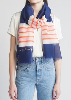 kate spade new york springtime stripe cotton & silk scarf