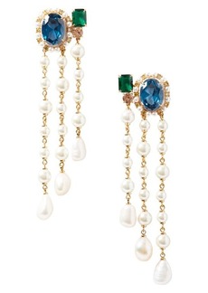 kate spade new york victoria crystal & freshwater pearl fringe drop earrings