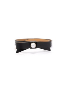 Kate Spade New York Women's 19MM Bow Belt with Oversize Cultivated Pearl - Black