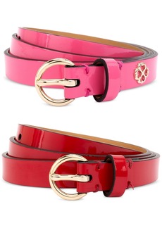 kate spade new york Women's 2-Pc. Patent Leather Belts - Pom Pom Pink/engine Red