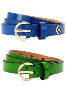 kate spade new york Women's 2-Pc. Patent Leather Belts - Stained Glass Blue /Kate Spade Green