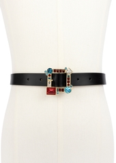 Kate Spade New York Women's 25mm Crystal Buckle Belt - Black Multi-Color