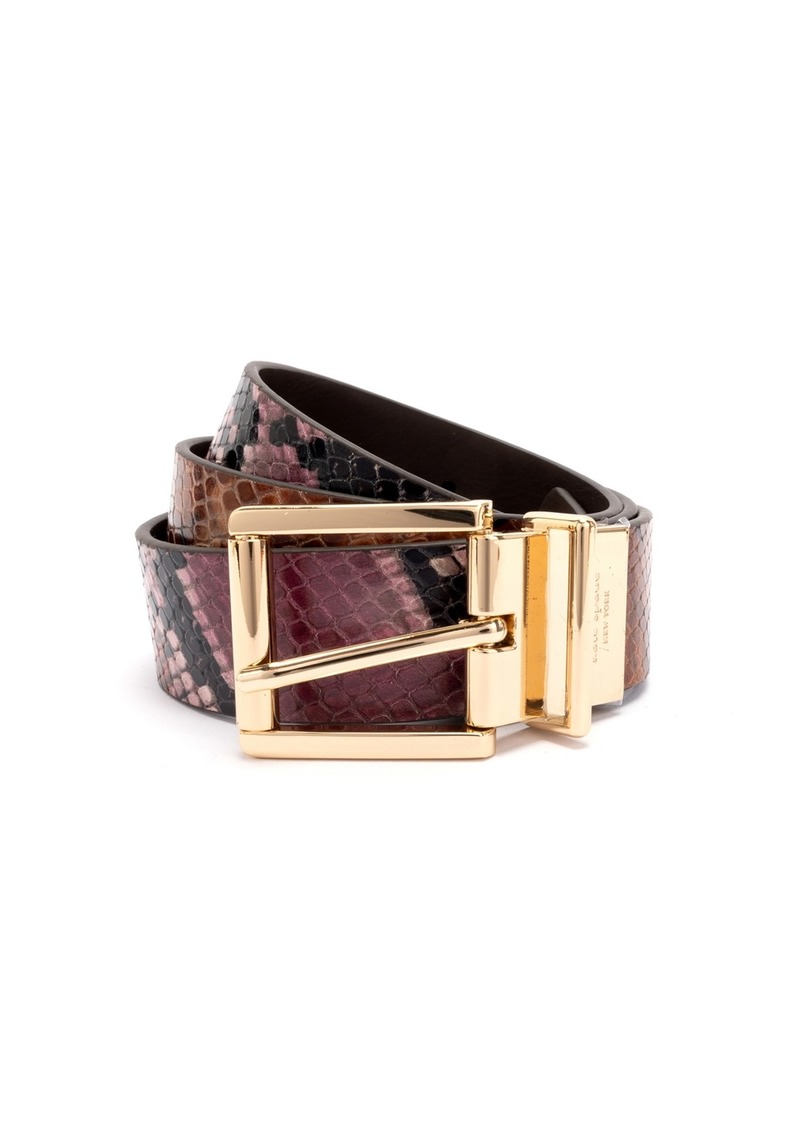 Kate Spade New York Women's 32mm Snake Embossed Reversible Belt - Natural Hot Fudge