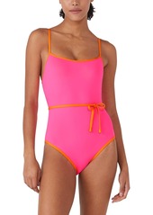 kate spade new york Women's Belted One-Piece Swimsuit - Spring Water