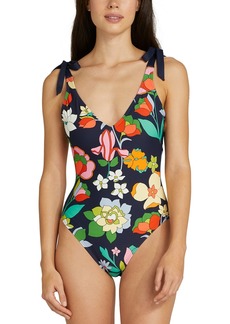 kate spade new york Women's Floral-Print Bow-Tie One-Piece Swimsuit Women's Swimsuit