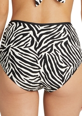 Kate Spade New York Women's High-Waist Bikini Bottoms - Black/White Zebra