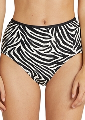 Kate Spade New York Women's High-Waist Bikini Bottoms - Black/White Zebra