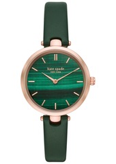 kate spade new york Women's Holland Green Leather Strap Watch 34mm - Black