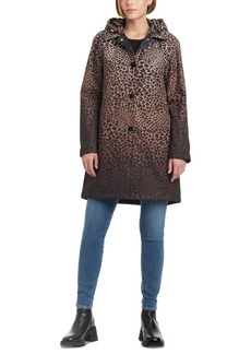 Kate Spade New York Women's Hooded Leopard-Print A-Line Raincoat - Regal Leopard