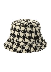 Kate Spade New York Women's Houndstooth Tweed Bucket Hat - Black